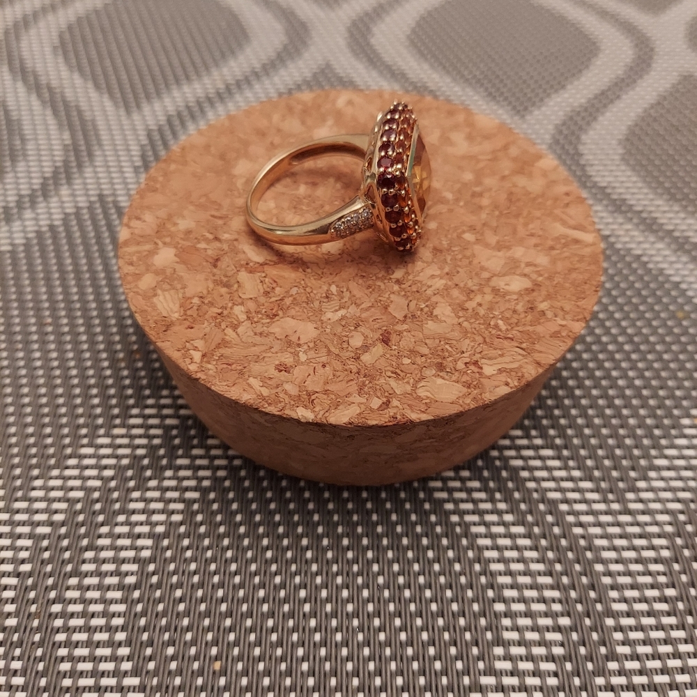 14K GOLD CITRINE CUSHION COCKTAIL RING - Picture 4 of 9
